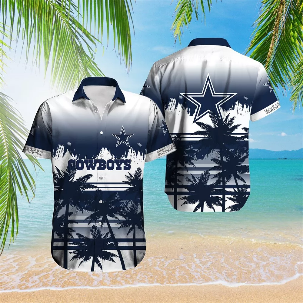 dallas cowboys gradient palms hawaiian shirt