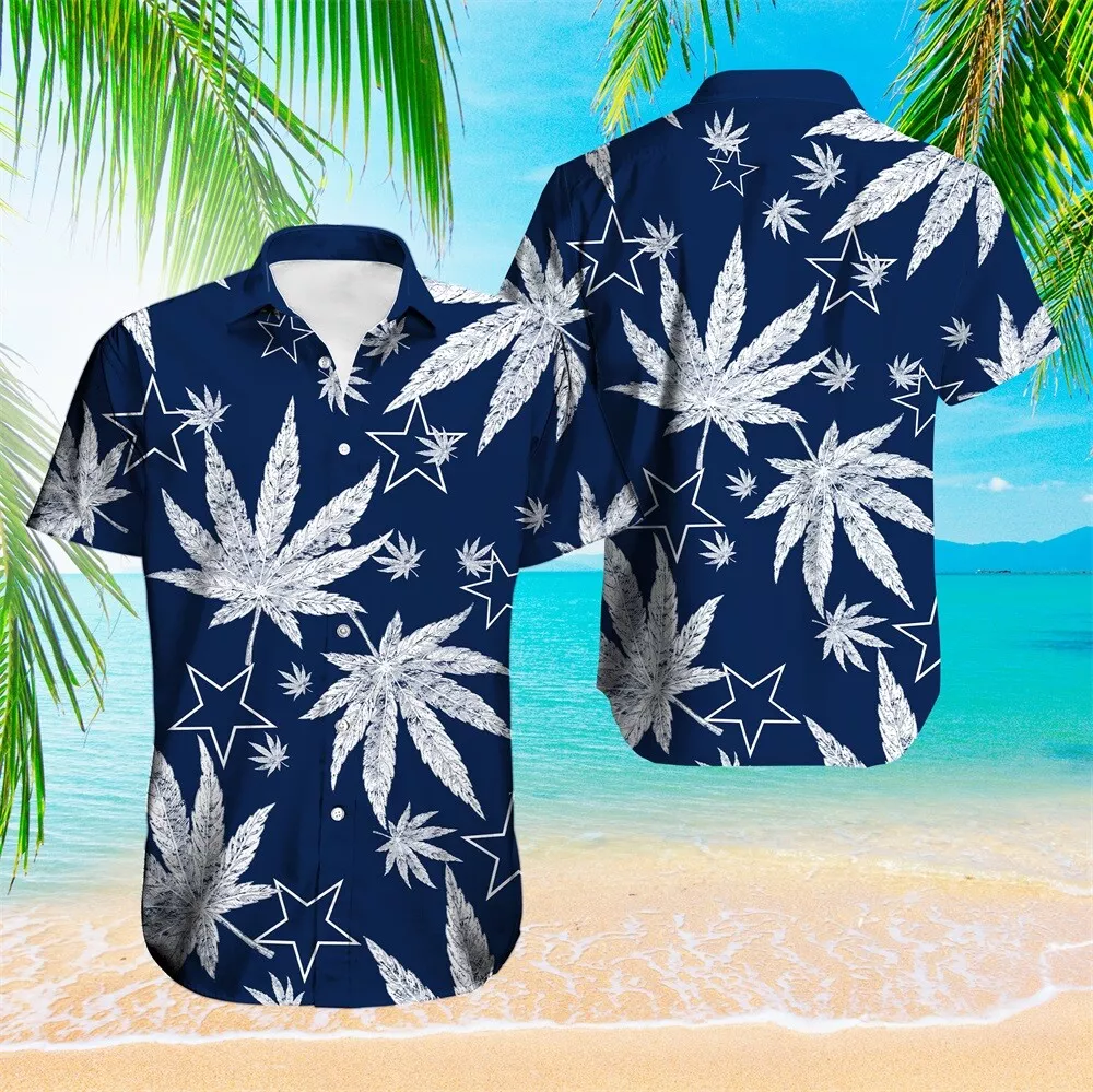 dallas cowboys leafy stars hawaiian shirt pv9by