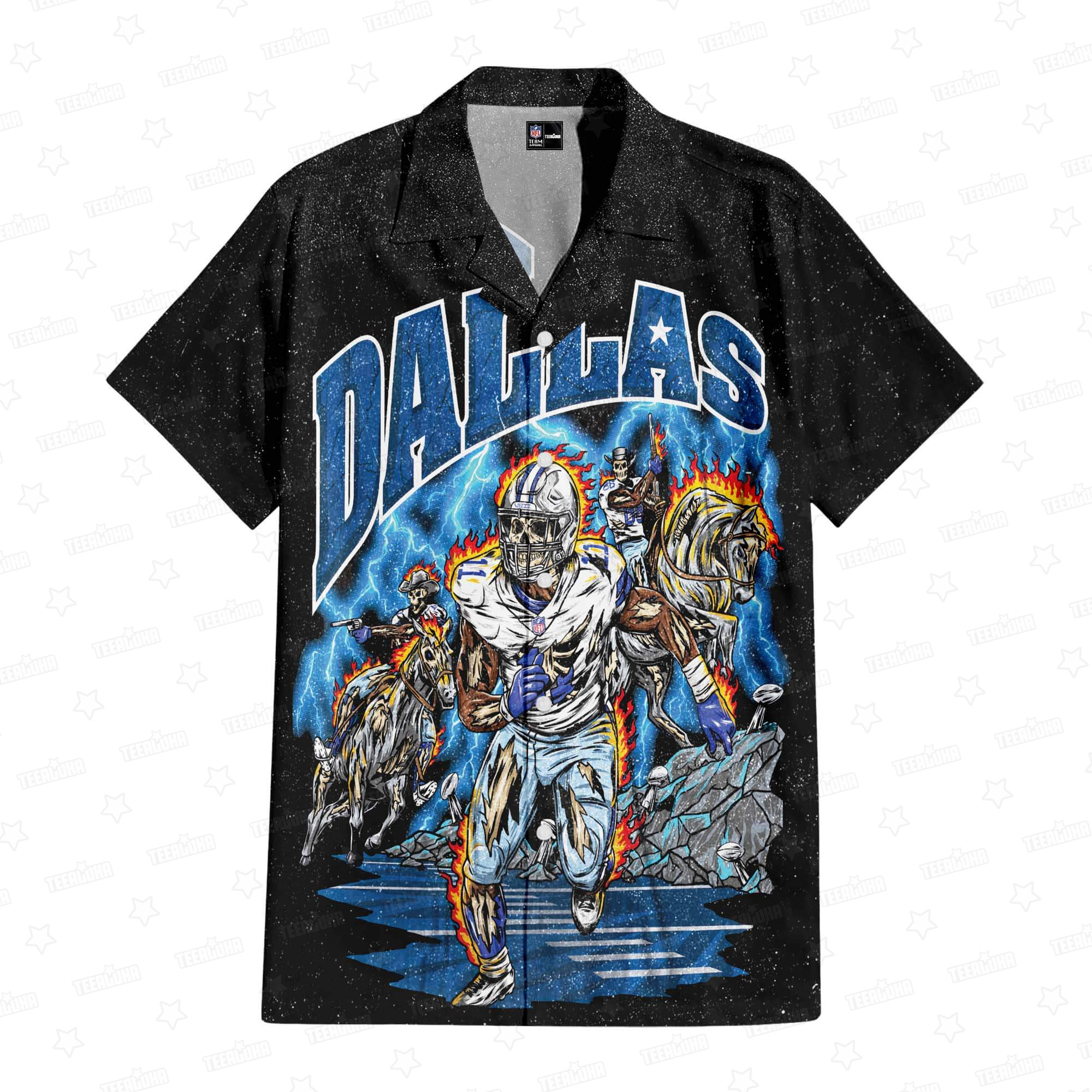 dallas cowboys skeleton hawaiian shirt