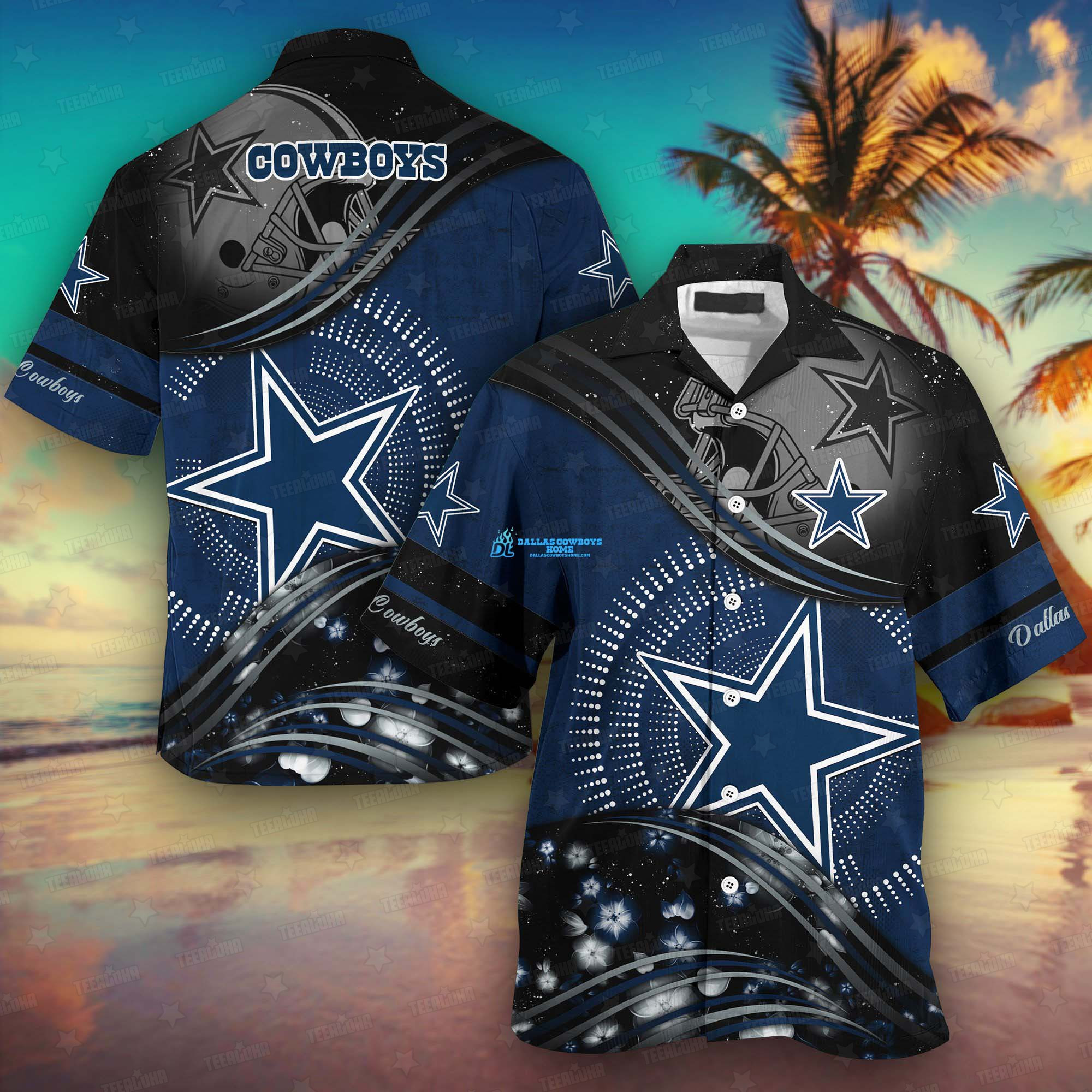 dallas cowboys stellar wave hawaiian shirt