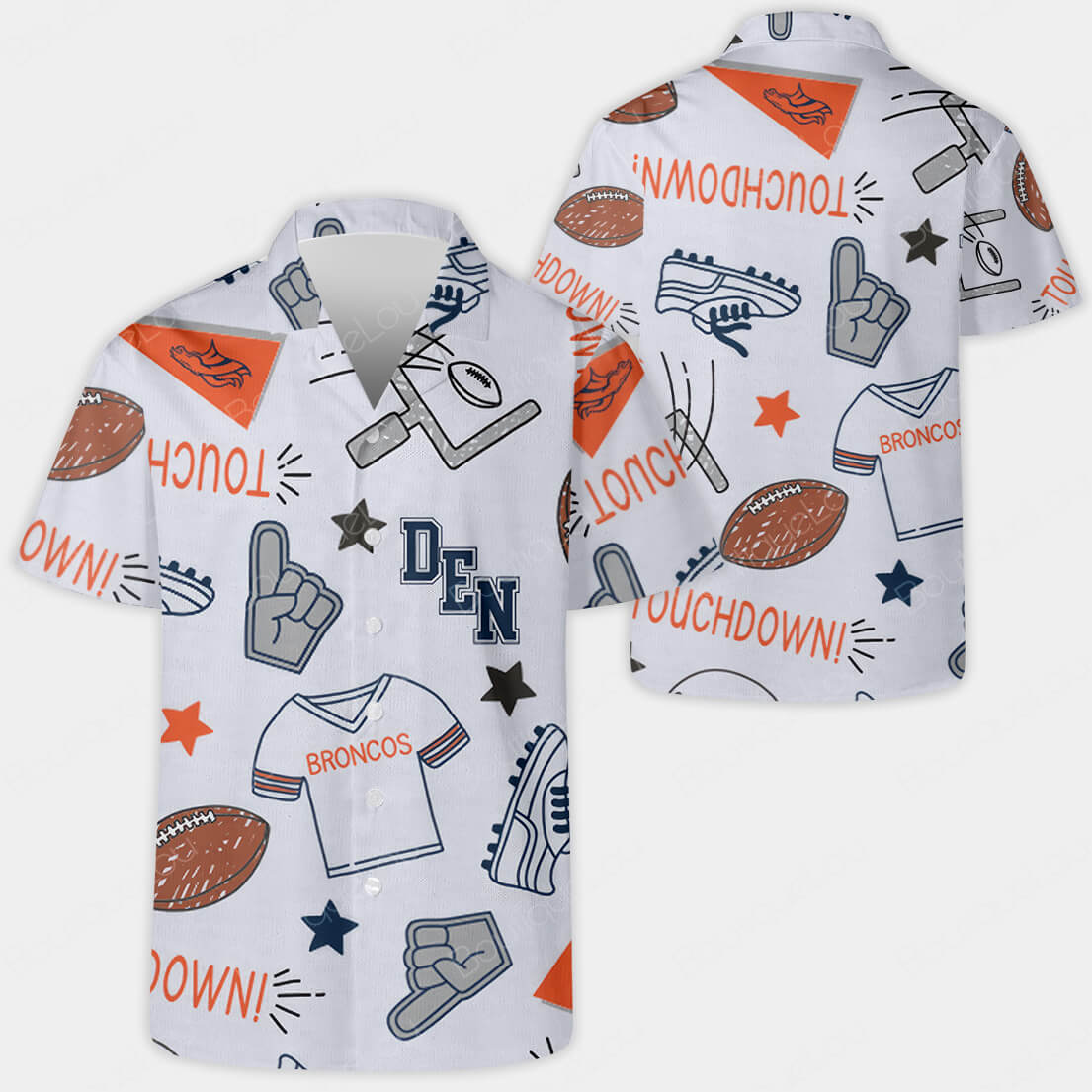 denver broncos game day doodles hawaiian shirt