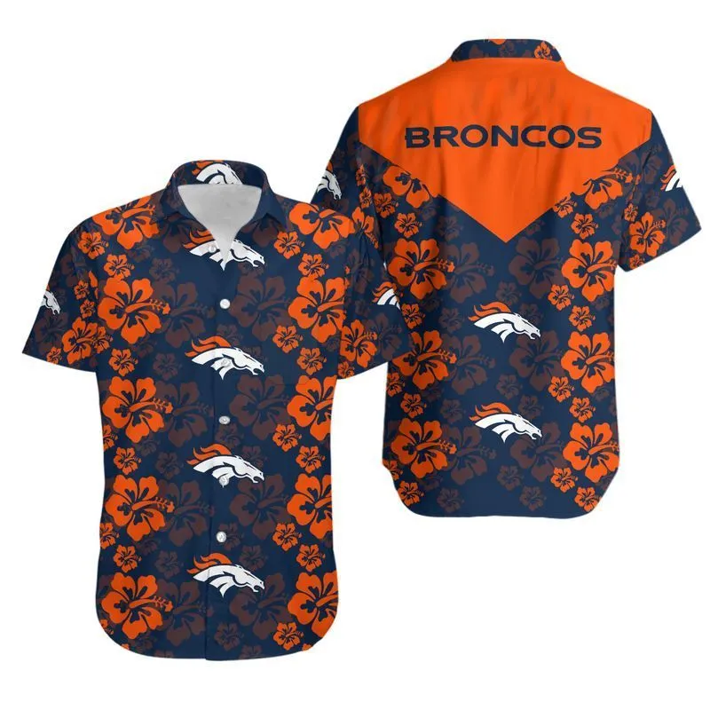 denver broncos hibiscus back emblem hawaiian shirt zfmib