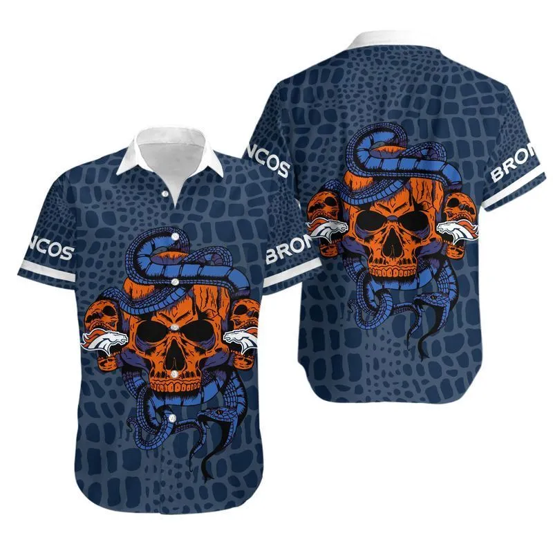 denver broncos skull serpent hawaiian shirt k5a4p