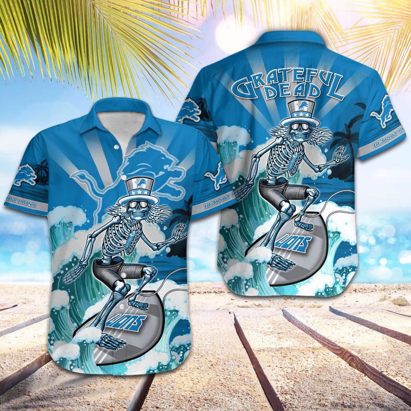 detroit lions grateful surfer hawaiian shirt tfqg6