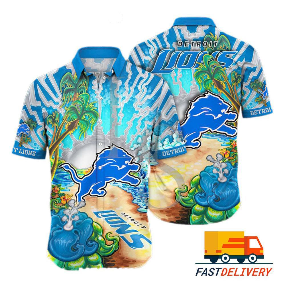 detroit lions ocean wave hawaiian shirt oekz1