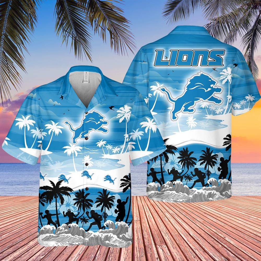 detroit lions sunset shores hawaiian shirt