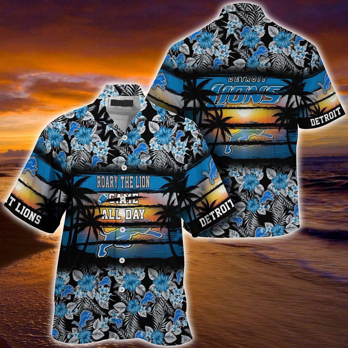 detroit lions sunset spirit hawaiian shirt 7lh85