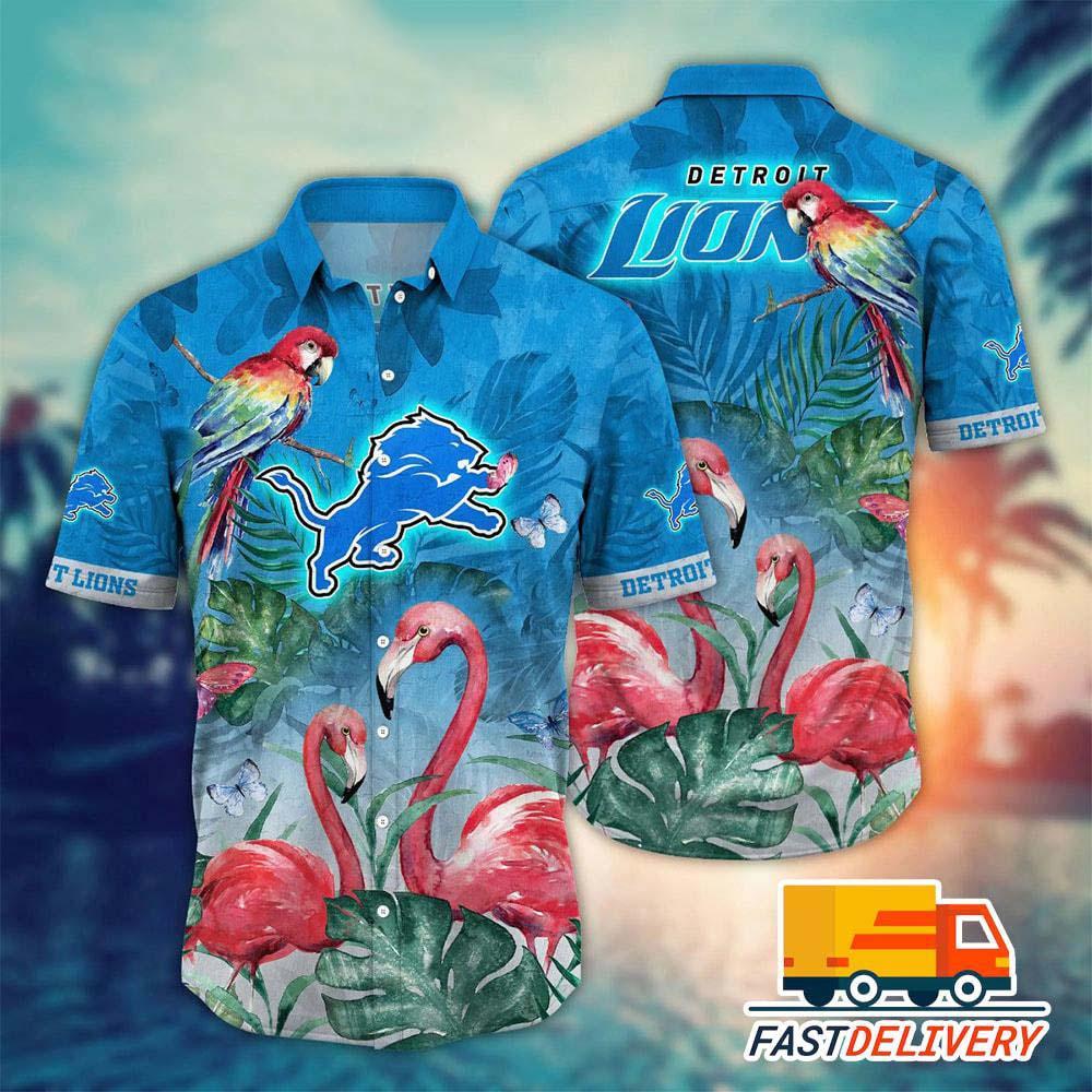 detroit lions tropical flamingo hawaiian shirt dgdl9