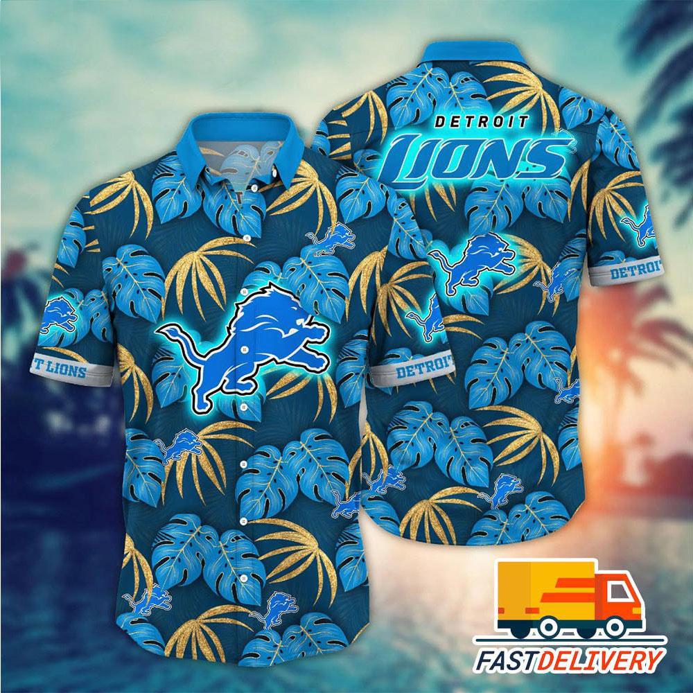 detroit lions tropical palm hawaiian shirt l17fo