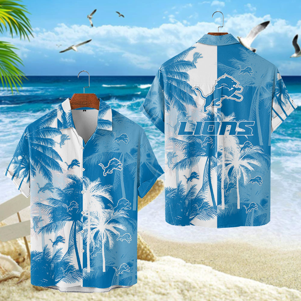 detroit lions tropical waves hawaiian shirt