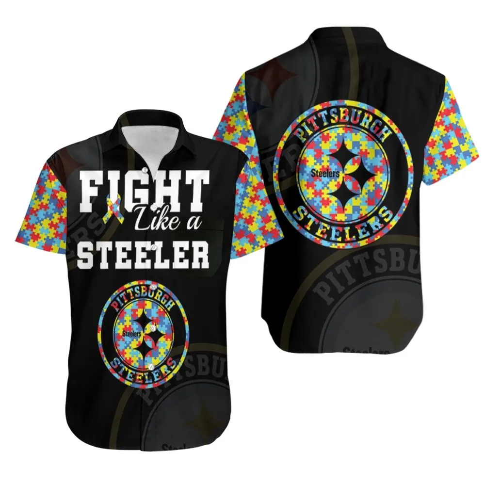 fight like a pittsburgh steelers autism support hawaiian shirt g80un