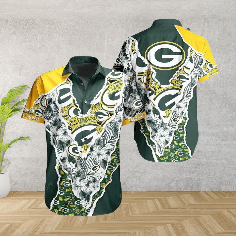 green bay packers bandana floral hawaiian shirt