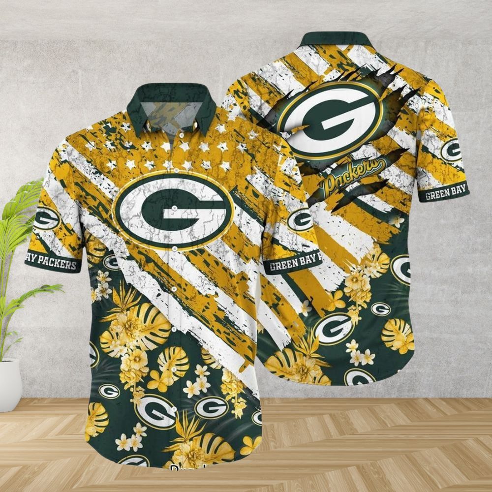 green bay packers floral victory stripe hawaiian shirt 2glpz