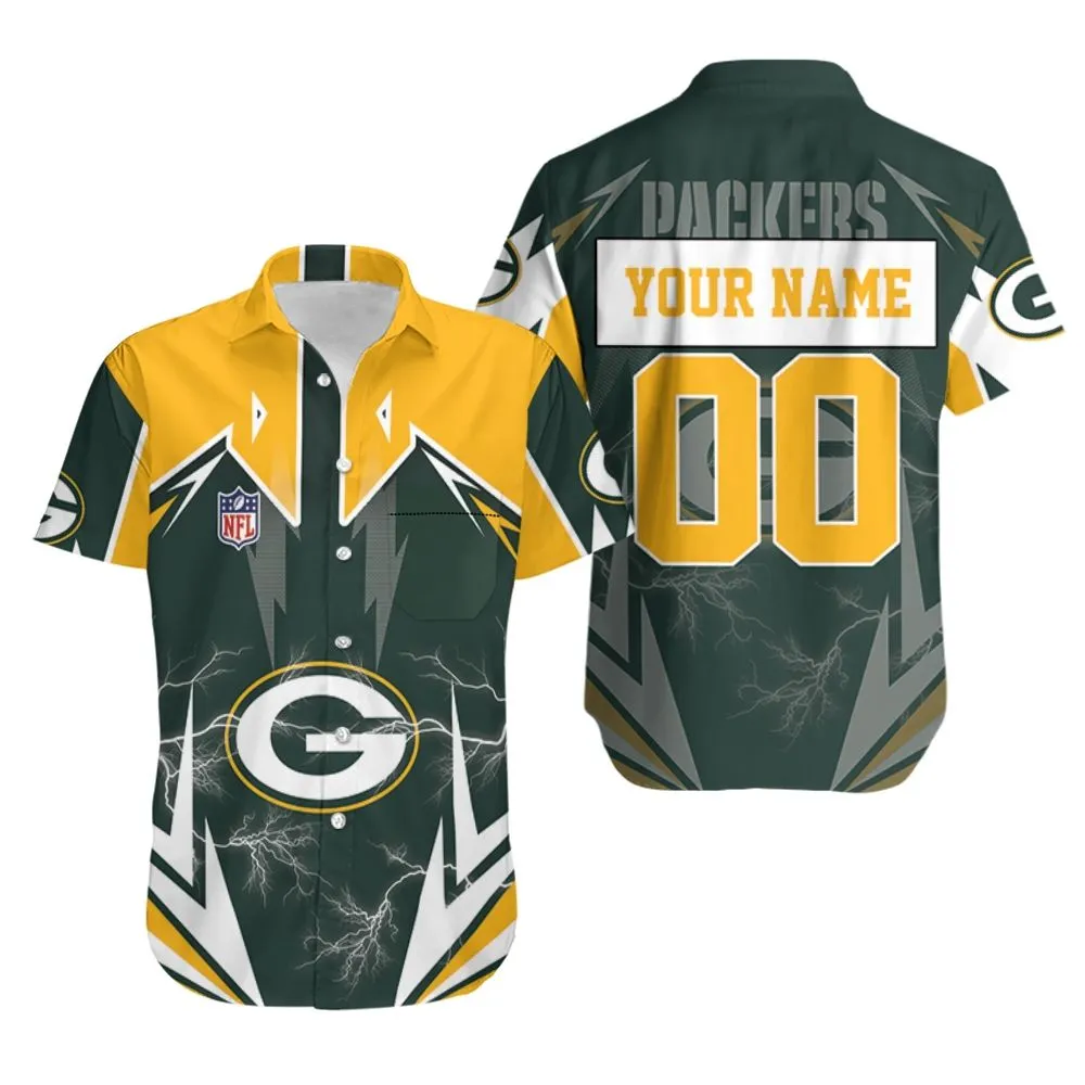 green bay packers lightning bolt hawaiian shirt e0lni