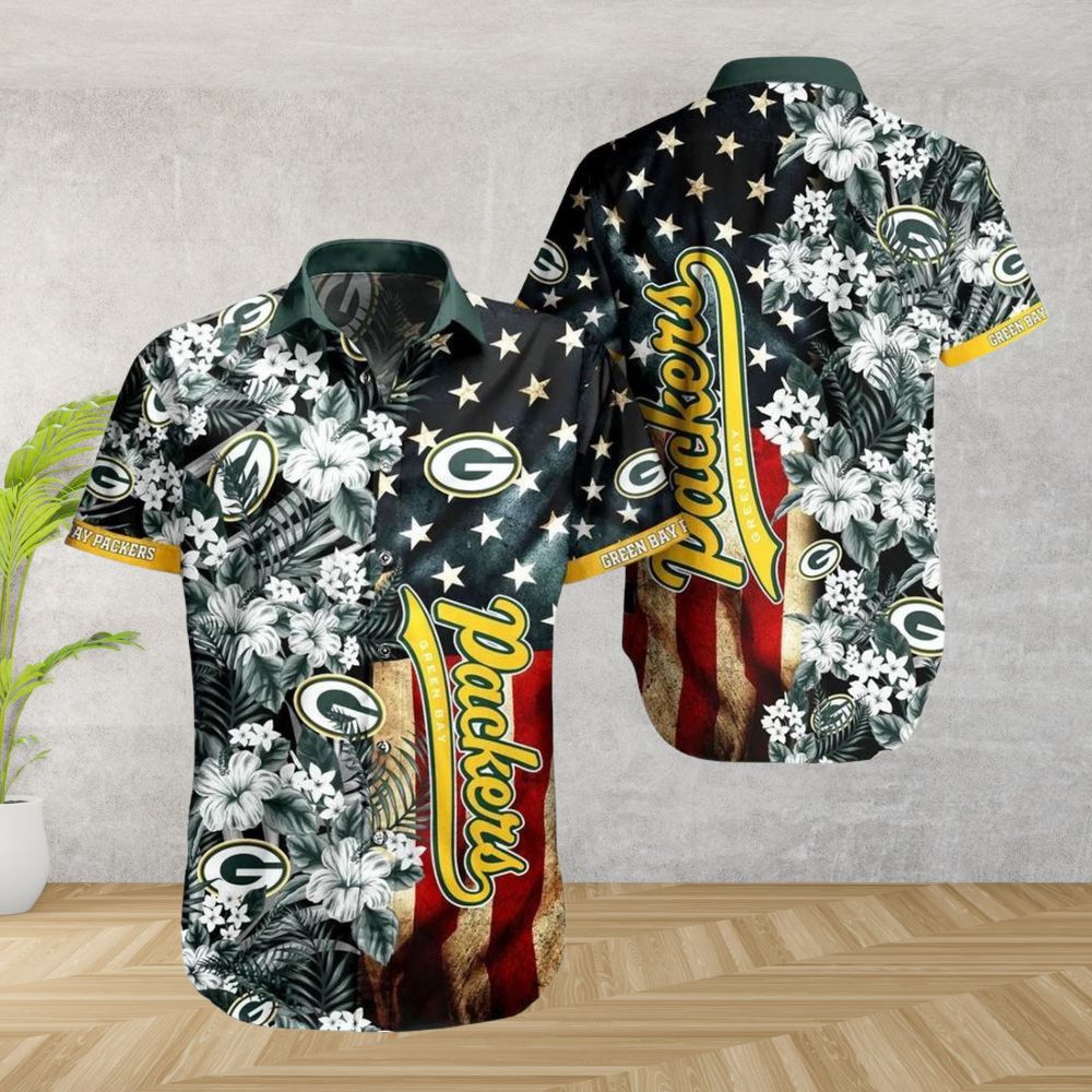 green bay packers stars stripes floral hawaiian shirt mqt7s