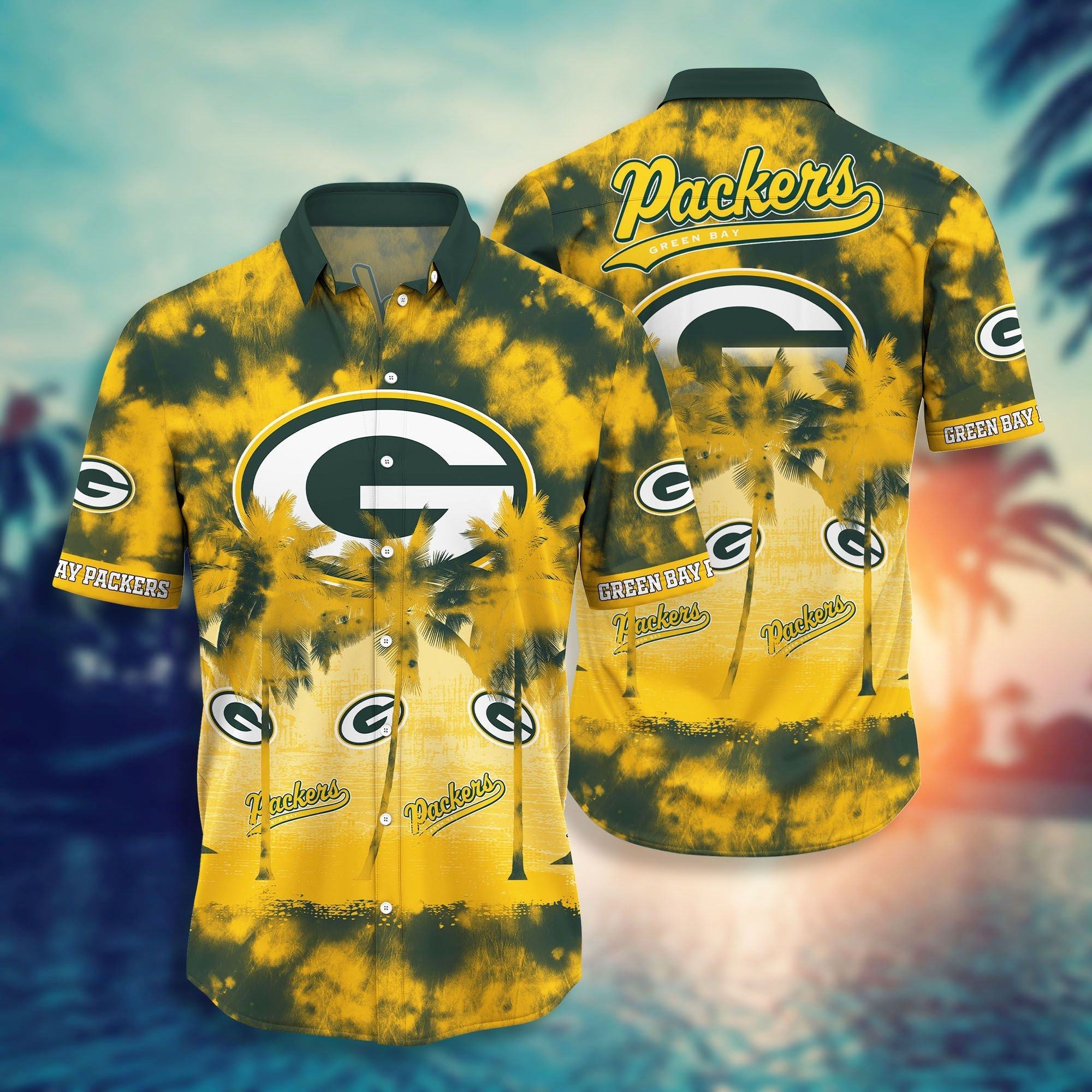 green bay packers sunset tiedye hawaiian shirt y1wrz