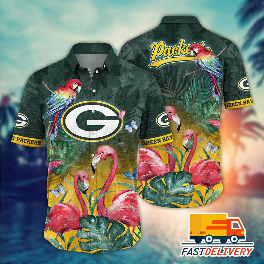 green bay packers tropical flamingo vibes hawaiian shirt y5ej9