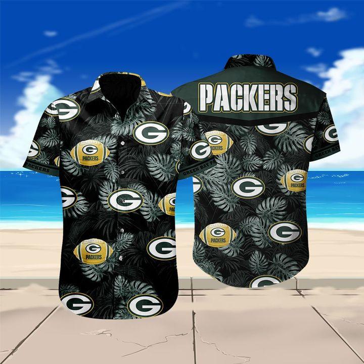 green bay packers tropical palm leaf hawaiian shirt fbefe