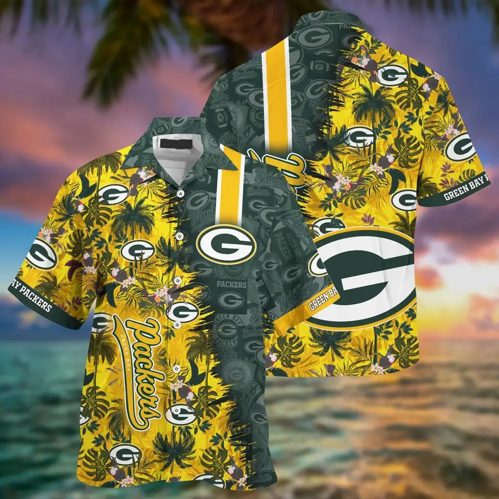 green bay packers tropical sunset hawaiian shirt gqhhz