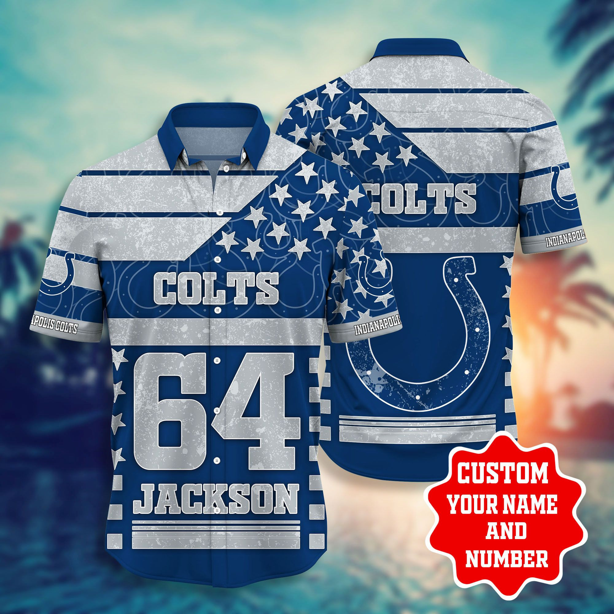 indianapolis colts star with custom name hawaiian shirt ucjvy