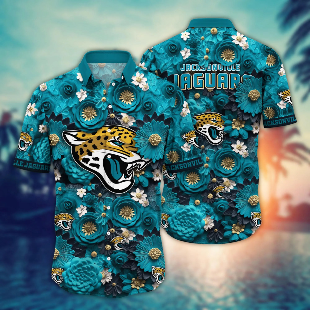 jacksonville jaguars floral extravaganza hawaiian shirt qw6p4