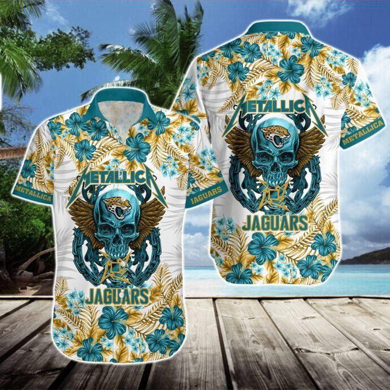 jacksonville jaguars metallic skull hawaiian shirt zbwr7