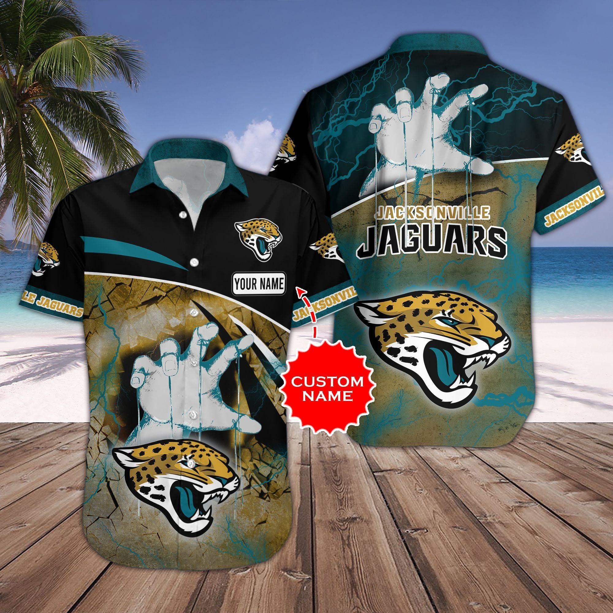 jacksonville jaguars thunder claw custom hawaiian shirt 4uetv