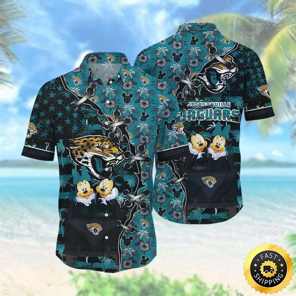 jacksonville jaguars tropical disney crossover hawaiian shirt