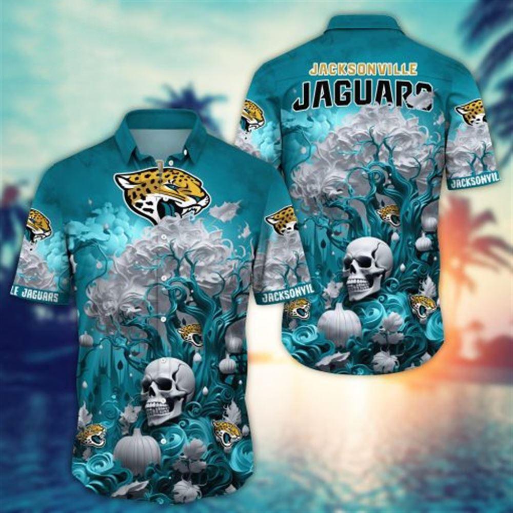 jacksonville jaguars tropical skull hawaiian shirt