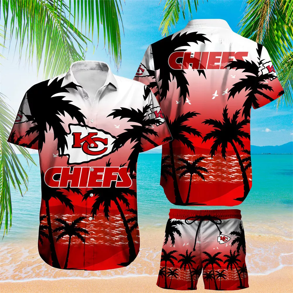 kansas city chiefs beachside palm hawaiian shirt