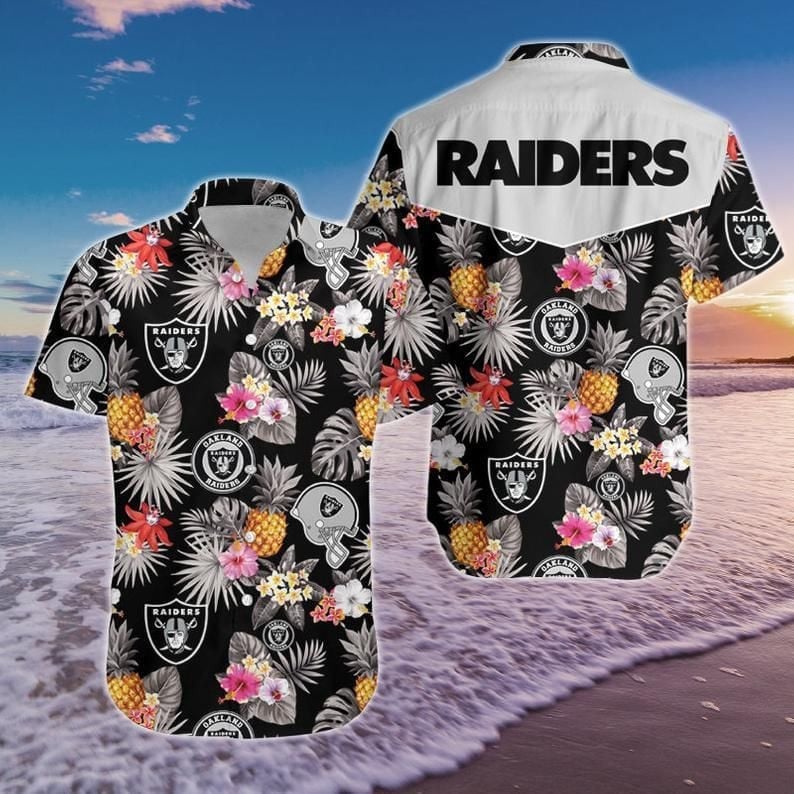 las vegas raiders floral paradise hawaiian shirt