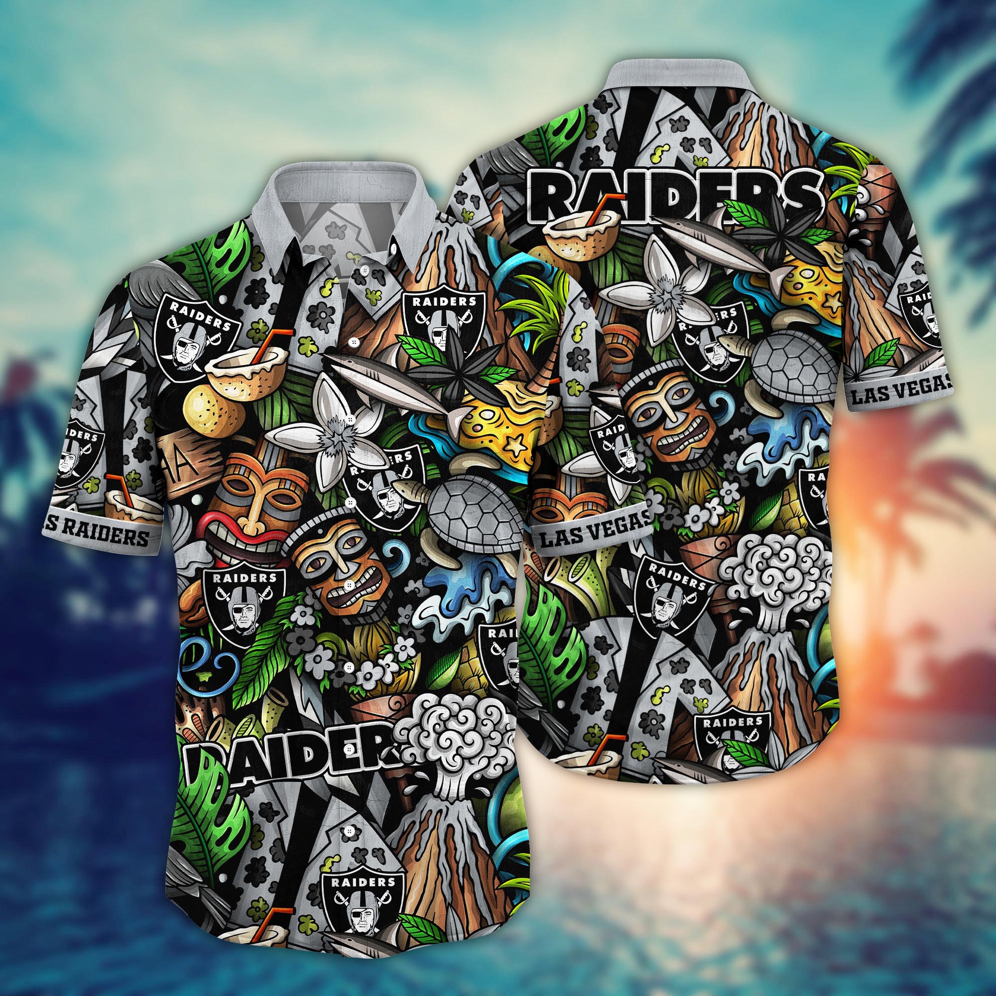 las vegas raiders island adventure hawaiian shirt l20fp