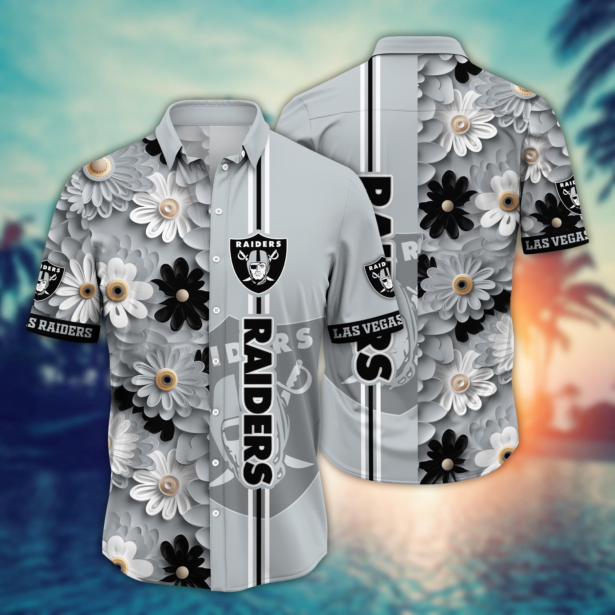 las vegas raiders modern floral stripe hawaiian shirt ffwru