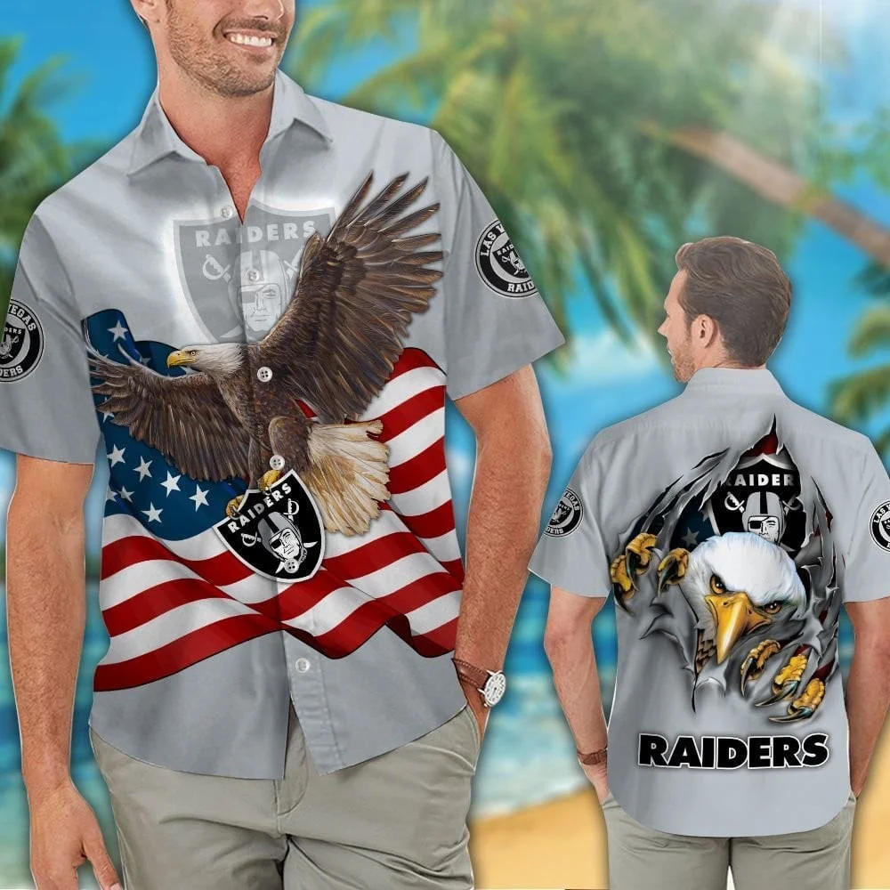 las vegas raiders patriotic eagle hawaiian shirt tuest