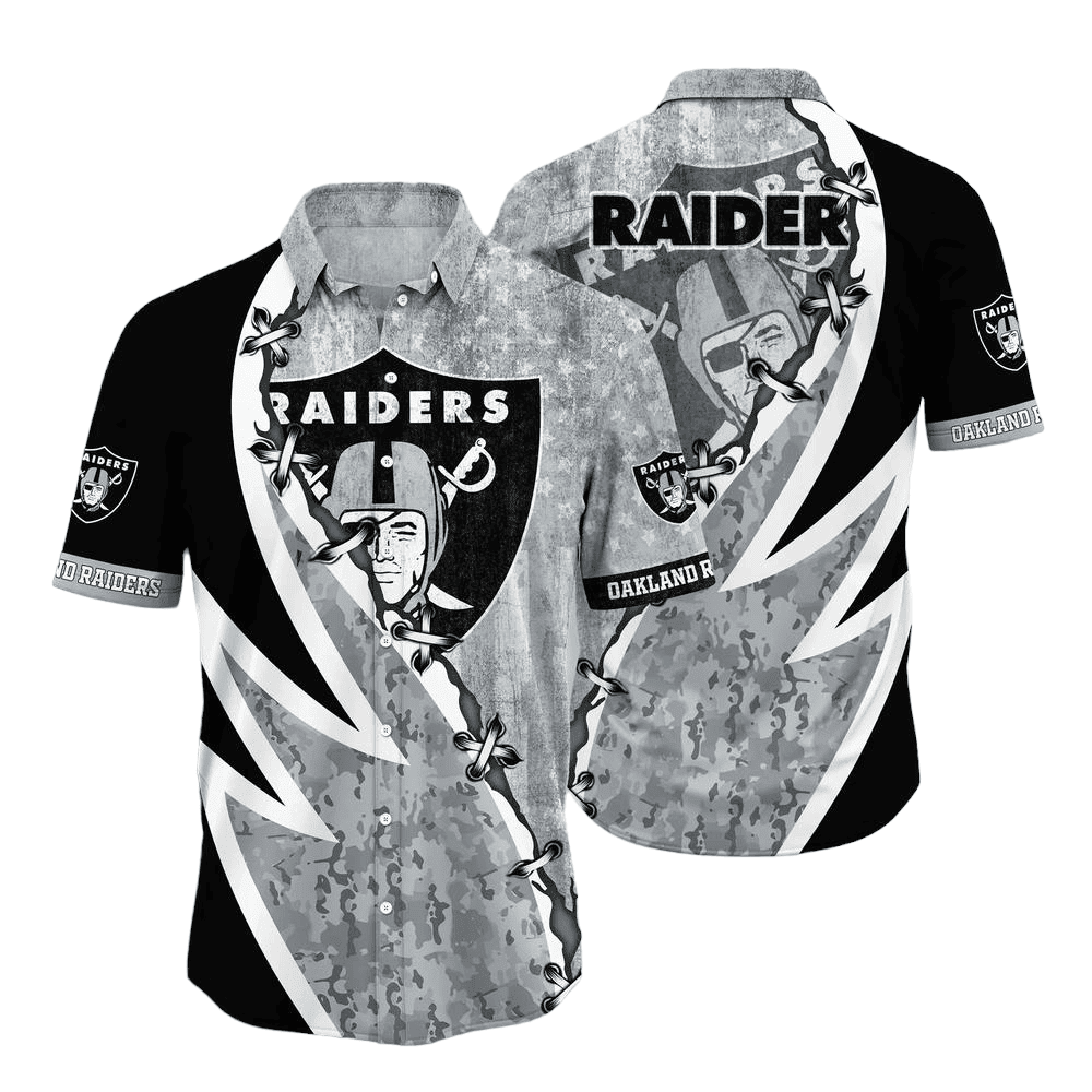 las vegas raiders thunderbolt camo hawaiian shirt la5in