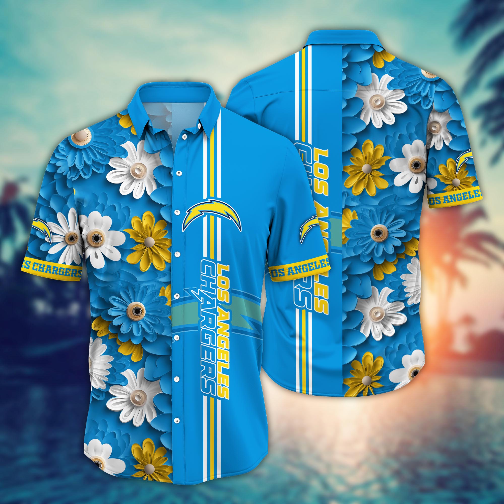 los angeles chargers bloom wave hawaiian shirt o2cq7