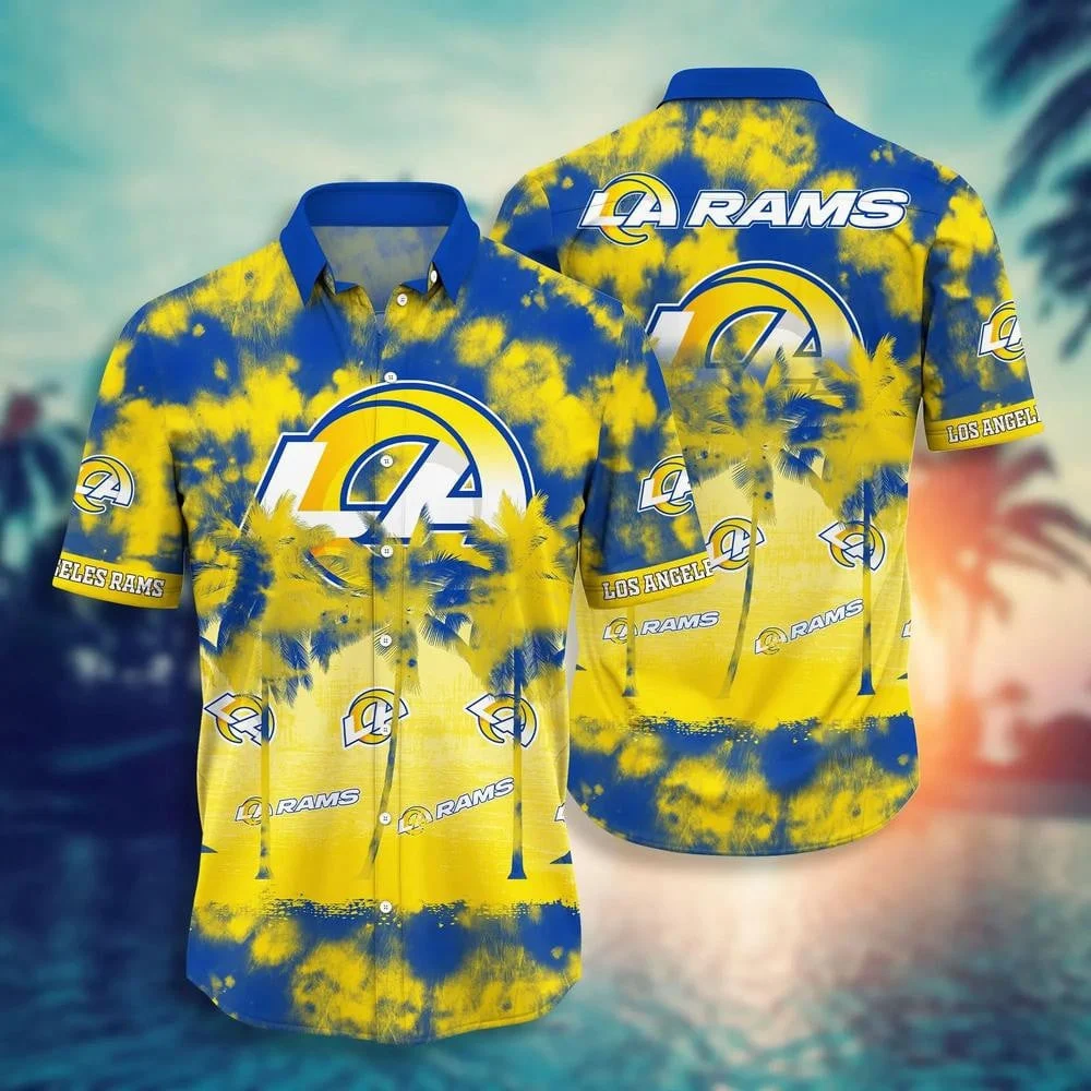 los angeles rams tiedye palm hawaiian shirt q8a4b