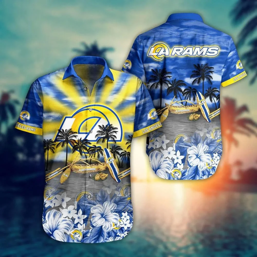 los angeles rams tropical sunrise hawaiian shirt ygj1b