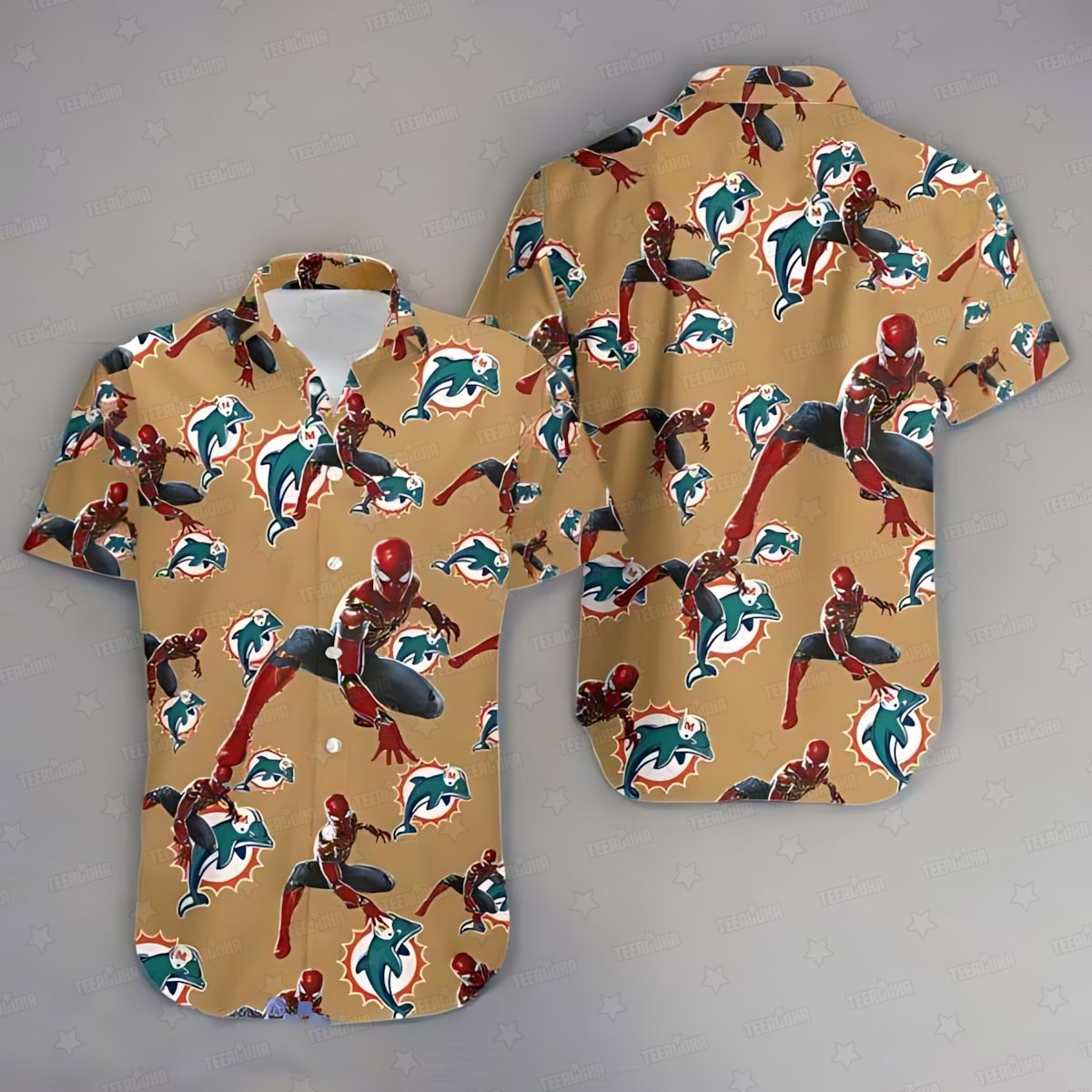 miami dolphin spiderman exclusive avengers hawaiian shirt dnted