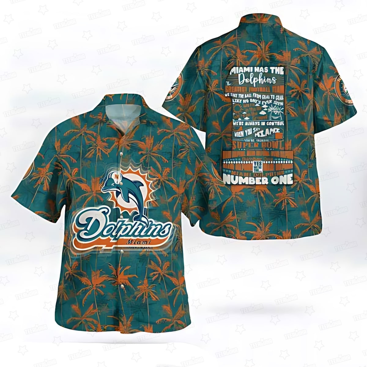 miami dolphins champion spirit palm hawaiian shirt 4y323