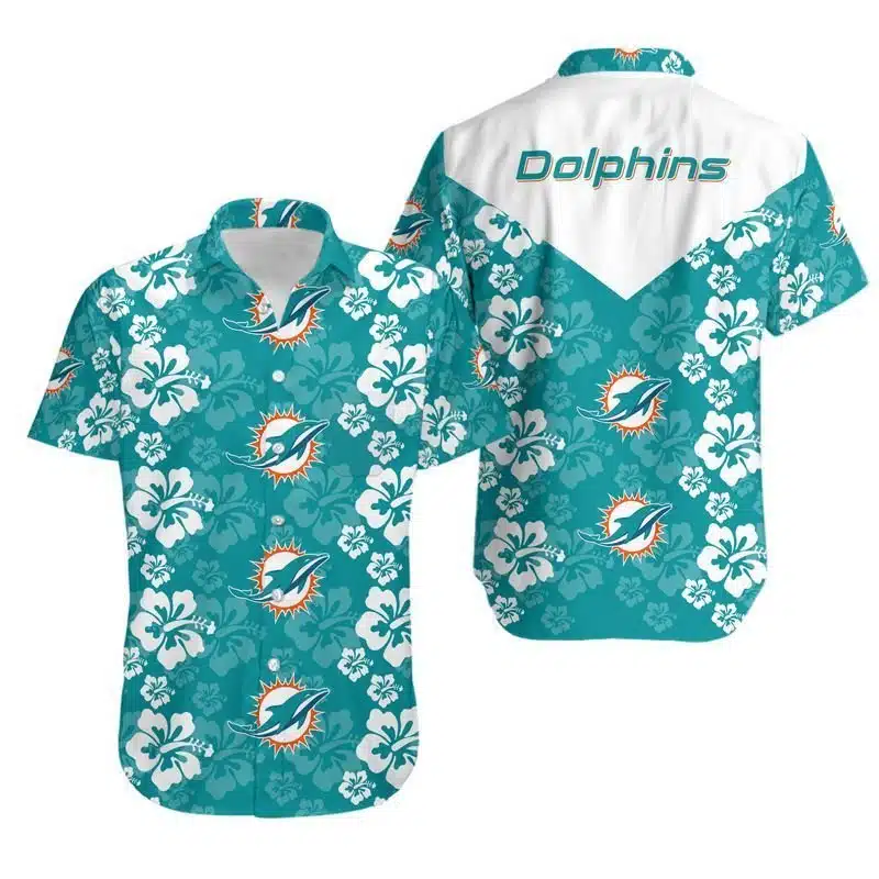 miami dolphins classic hibiscus hawaiian shirt