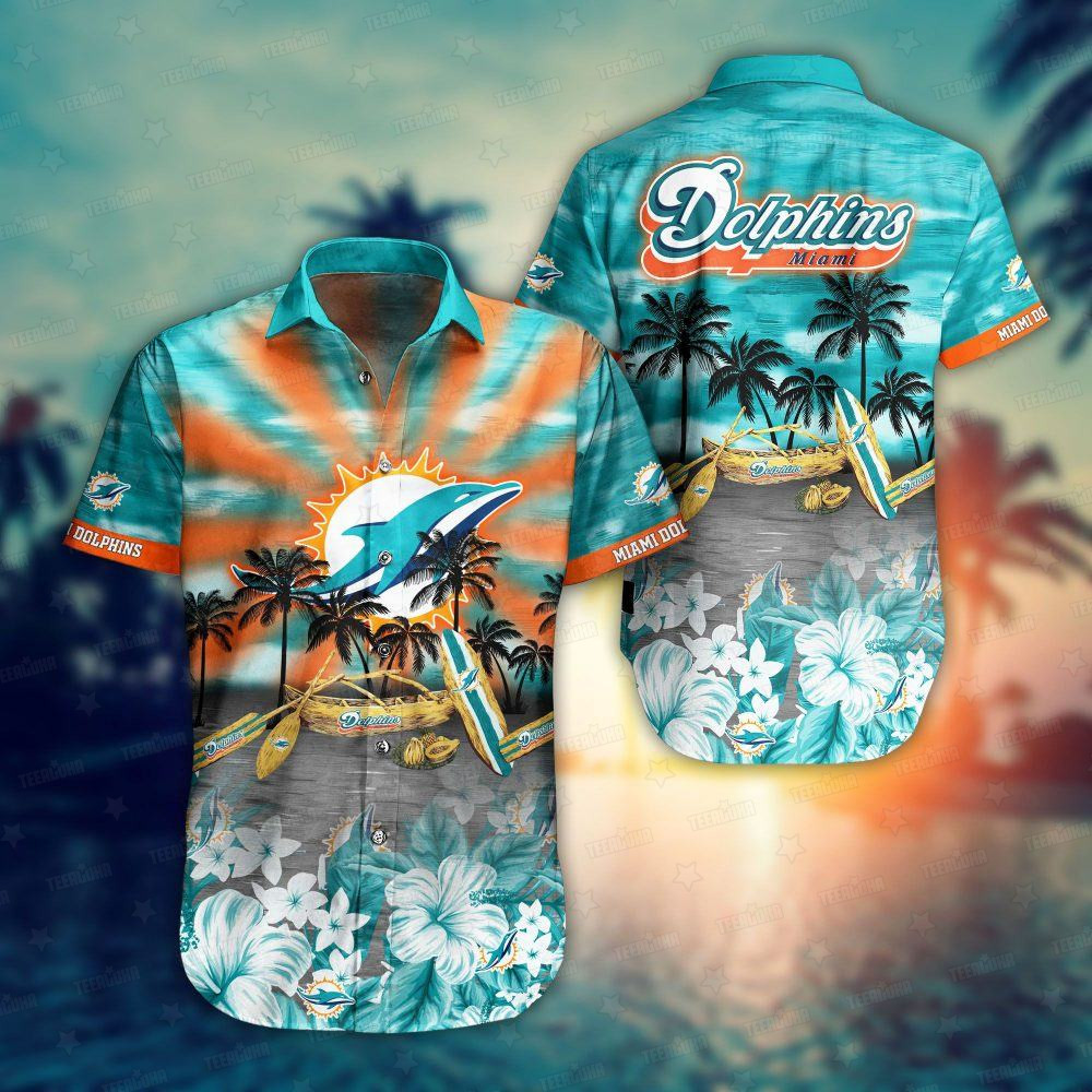 miami dolphins coastal paradise hawaiian shirt oe8av