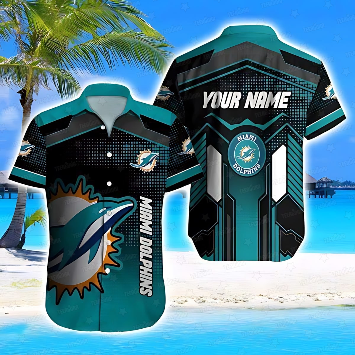 miami dolphins cyber wave custom hawaiian shirt yb6vl