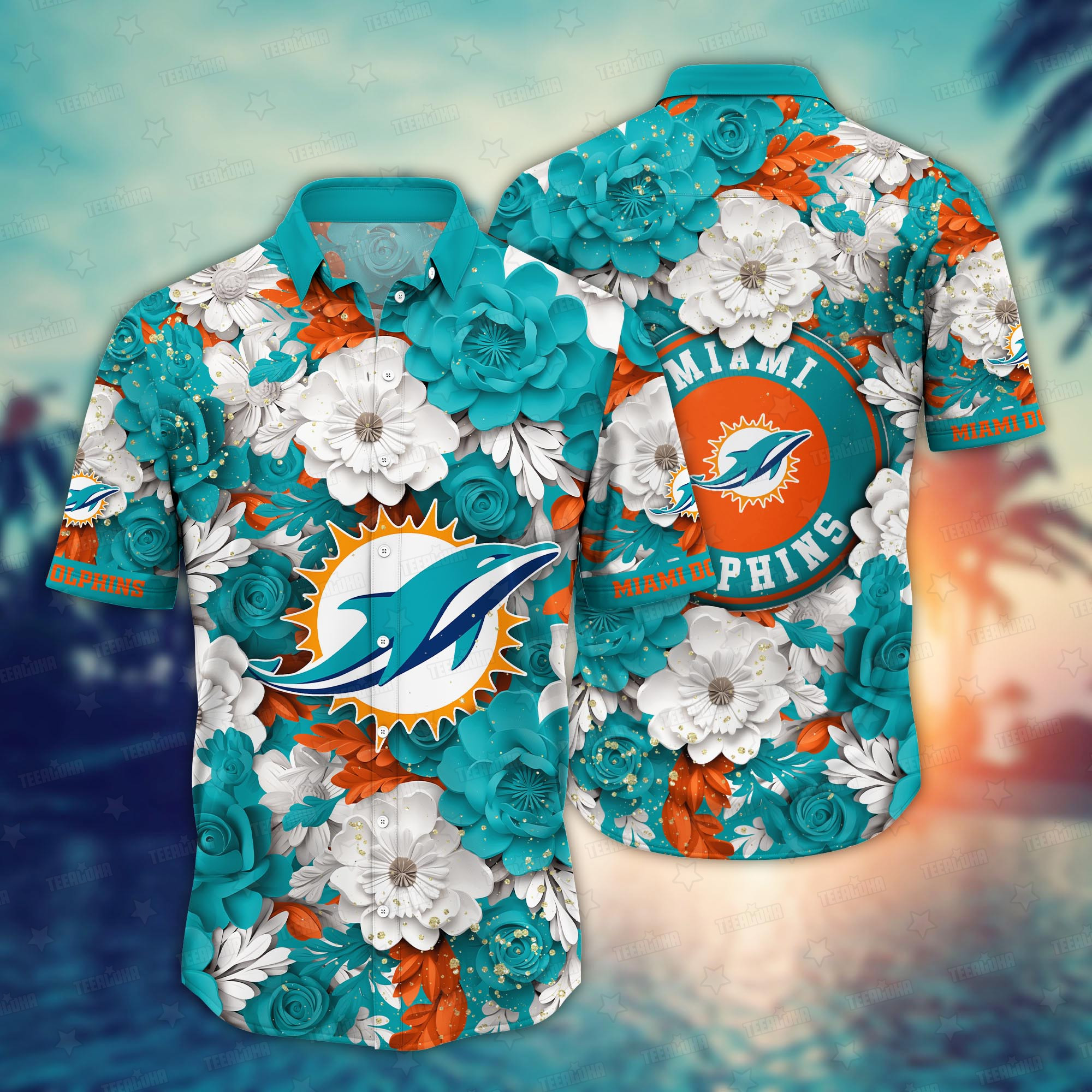 miami dolphins floral fiesta hawaiian shirt 43g6u