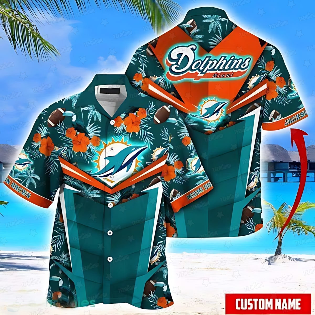 miami dolphins floral game day hawaiian shirt m39fe