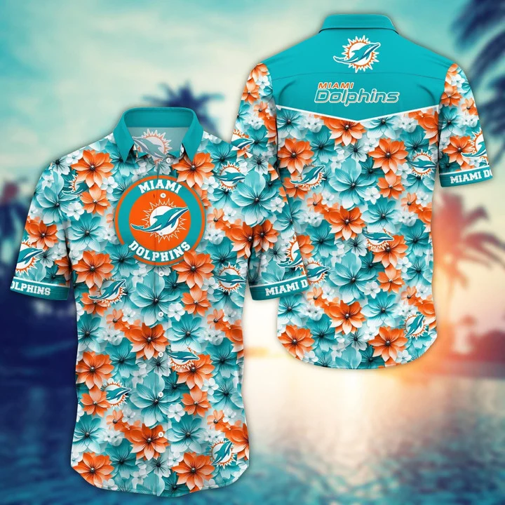 miami dolphins floral splash hawaiian shirt bi1kn