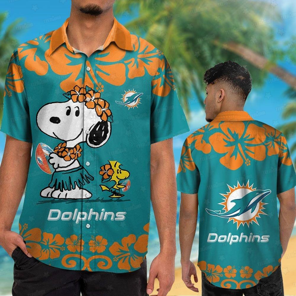 miami dolphins hula snoopy hawaiian shirt r7io6