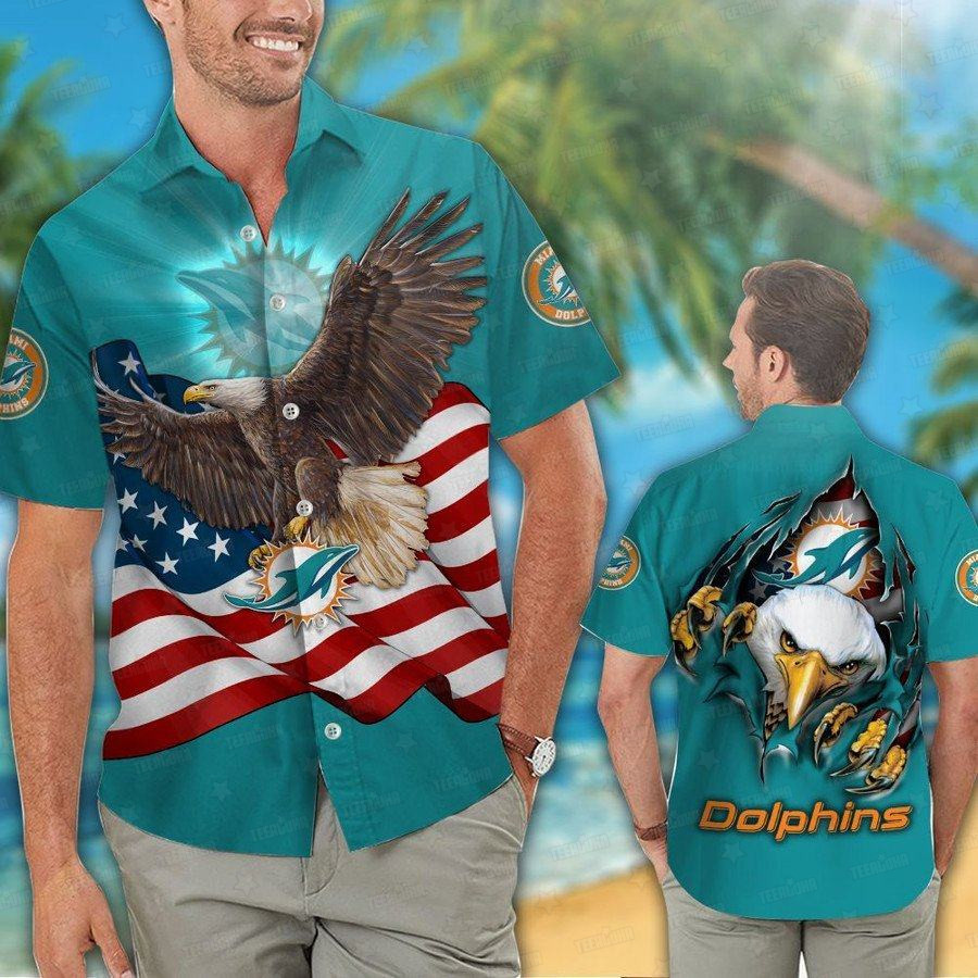 miami dolphins patriotic eagle hawaiian shirt m9n2p