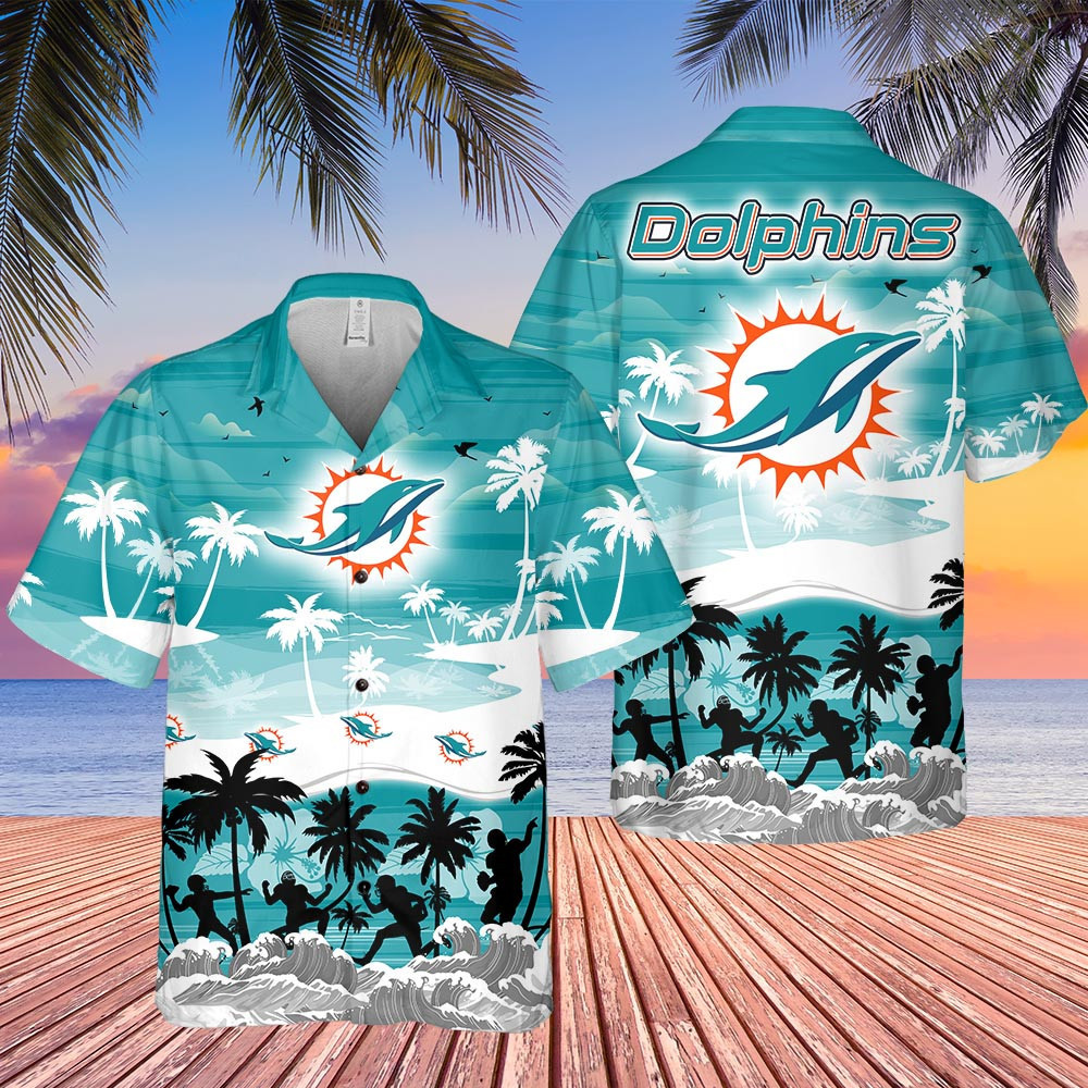 miami dolphins sunset beach play hawaiian shirt siq4y