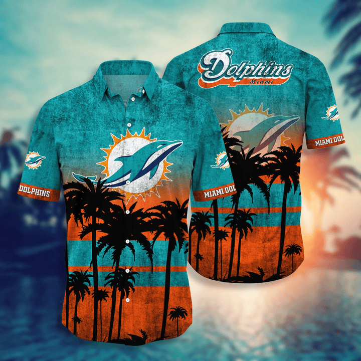 miami dolphins sunset dream hawaiian shirt